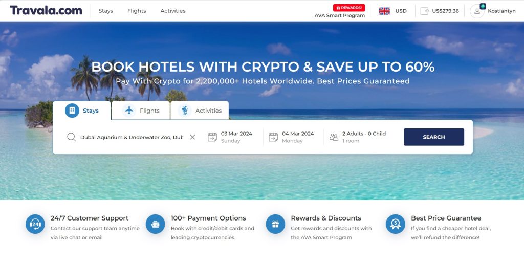 Travala.com - Buy Airplane Tickets, Book Hotels, Activities with Crypto